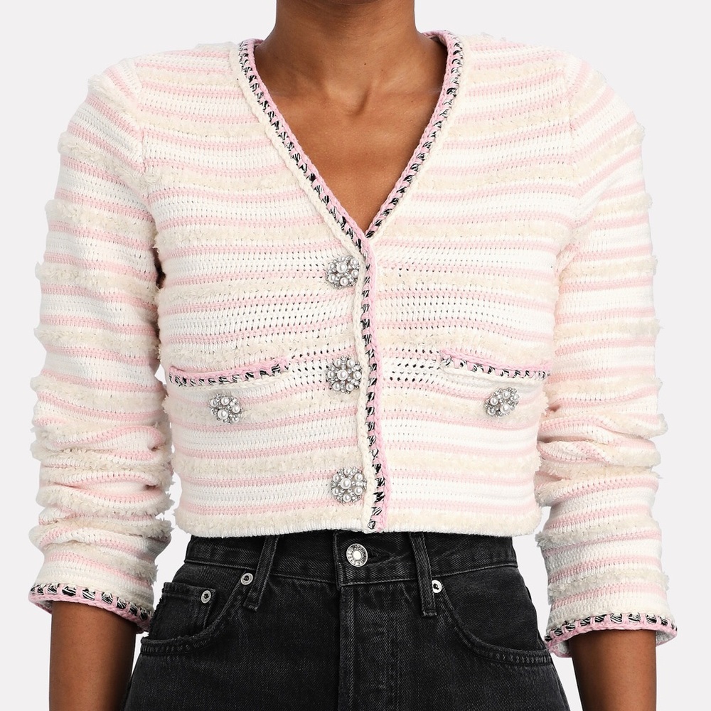 Self Portrait PASTEL MULTI STRIPE KNIT CARDIGAN